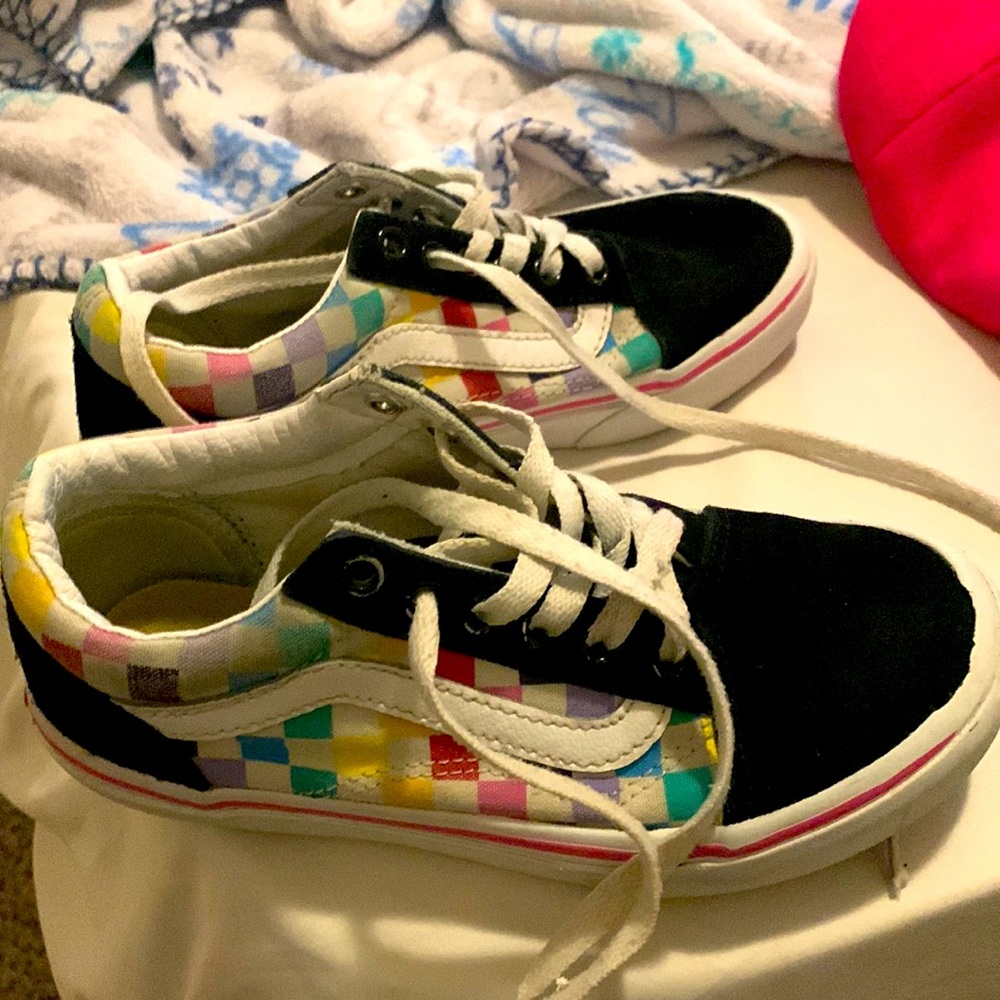 Checkered rainbow vans for kids size 2.0 us